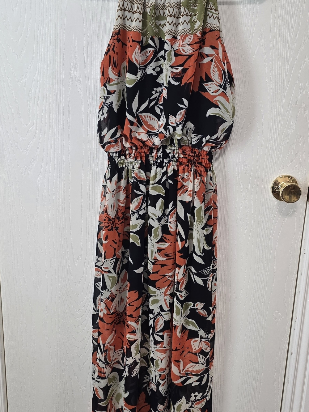 Enfocus Studio Black Maxi Dress with Coral & Olive Floral Print - Picture 2 of 3
